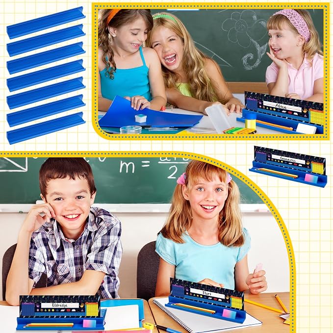 PerKoop 5 Pcs Classroom Desk Name Plates Holder Set Index Cards Storage - Image 6