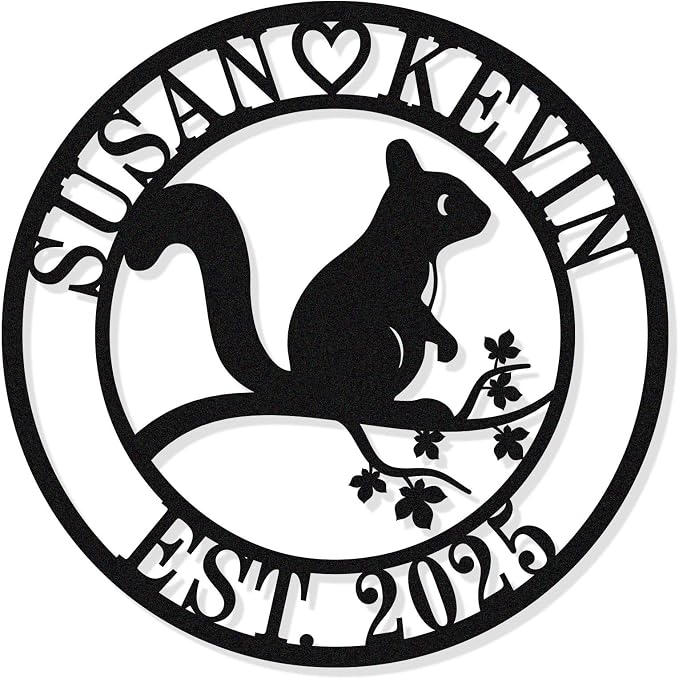 Custom Metal Squirrel Sign, Last Name Signs by HYTSIGN