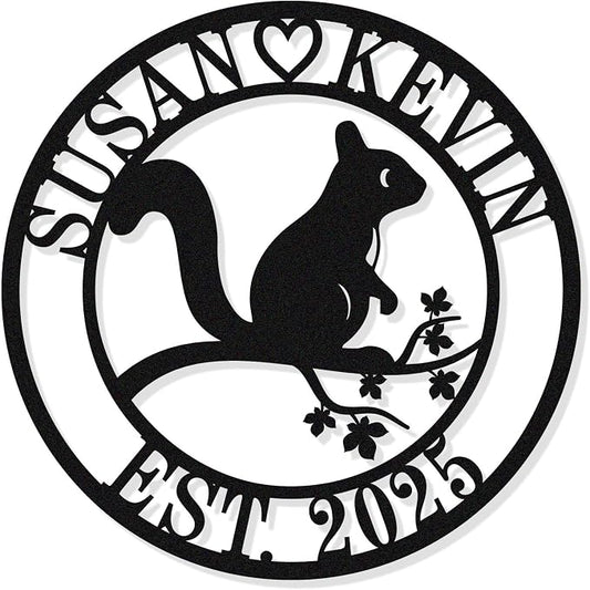 Custom Metal Squirrel Sign, Last Name Signs by HYTSIGN