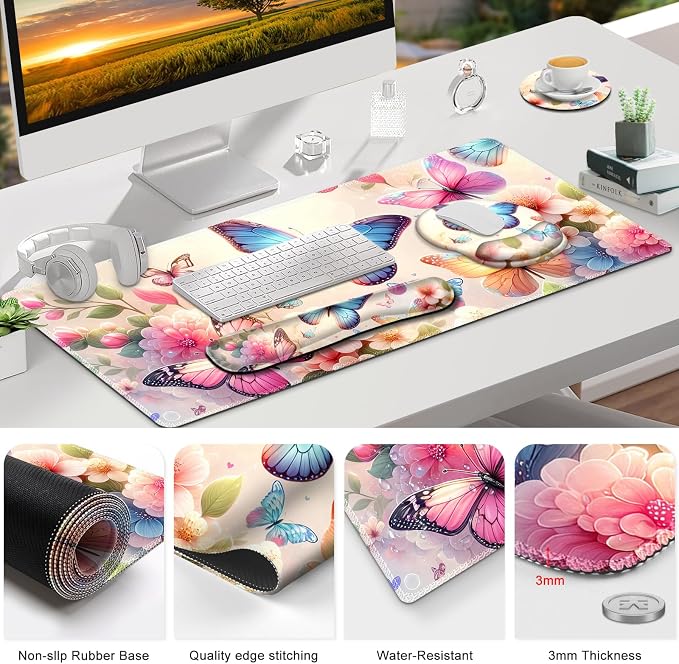 Gaming Mouse Pad, Large Desk Mat, Cute Desk Pad Protector, 4in1 XXL Mousepad + - Image 9