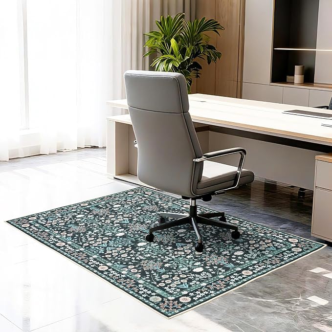 Office Chair Mat for Hardwood Tile Floor, Machine Washable Office Area Carpet by Ufeekare