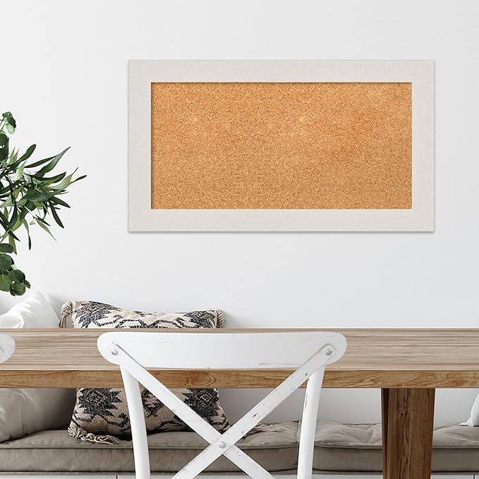 Amanti Art Natural Cork Board for Wall, 15x27 Vision Board with White Frame, Small Corkboard Office Decor for Home Organization, Country Rustic Corkboard Pinboard to Display Items for Home-DeskLoop Office