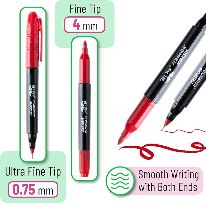Mr. Pen- Dual Tip Permanent Markers, 12 Pack, Fine & Ultra Fine Tip | Fine Tip - Image 3