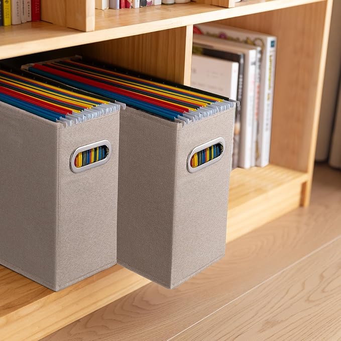 4 Pack Letter Size File Storage Box Collapsible, Fabric Hanging File Folders - Image 7