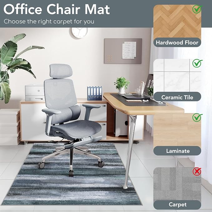 Office Chair Mat for Hardwood Floor&Tile Floor, Under Desk Rug for Rolling - Image 3