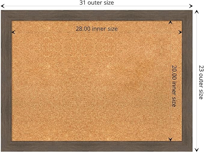 Amanti Art Natural Cork Board for Wall, 23x31 Vision Board with Brown Wood Frame, Medium Corkboard Office Decor for Home Organization, Rustic Farmhouse Corkboard Pinboard to display items for home-DeskLoop Office