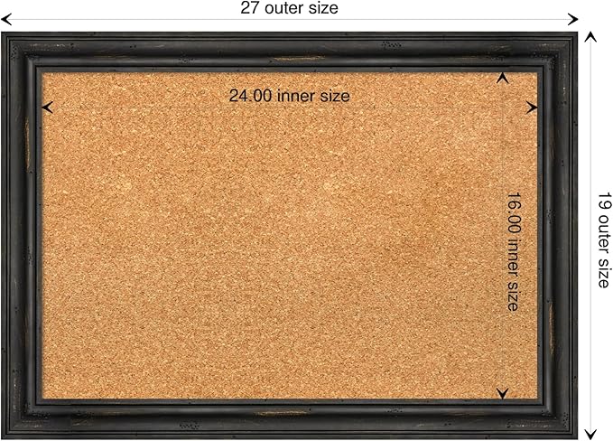 Amanti Art Natural Cork Board for Wall, 19x27 Vision Board with Black Wood Frame, Medium Corkboard Office Decor for Home Organization, Rustic Farmhouse Corkboard Pinboard to display items for home-DeskLoop Office