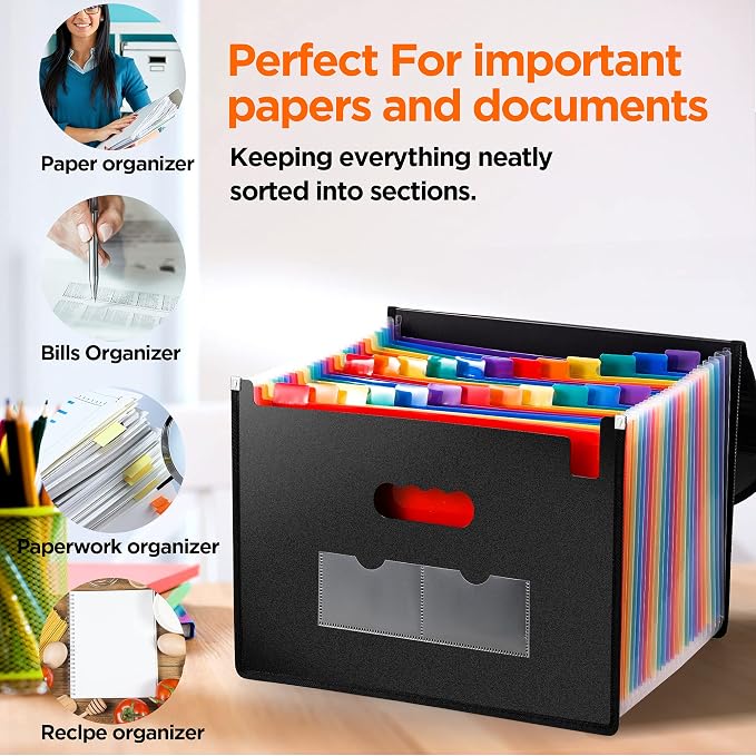 Large Accordion File Organizer, 24 Pockets Legal File Folder, Expanding File - Image 7