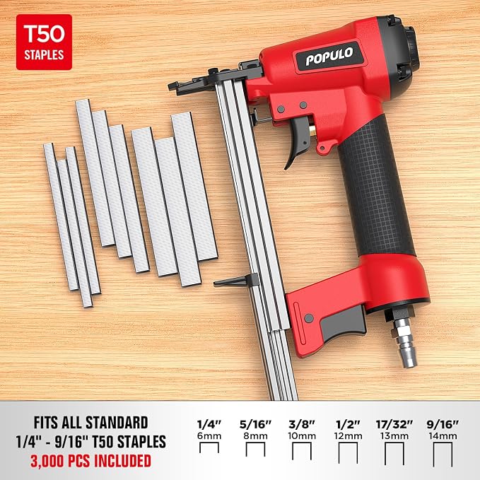 POPULO Pneumatic Staple Gun, Air Staple Gun - Image 3