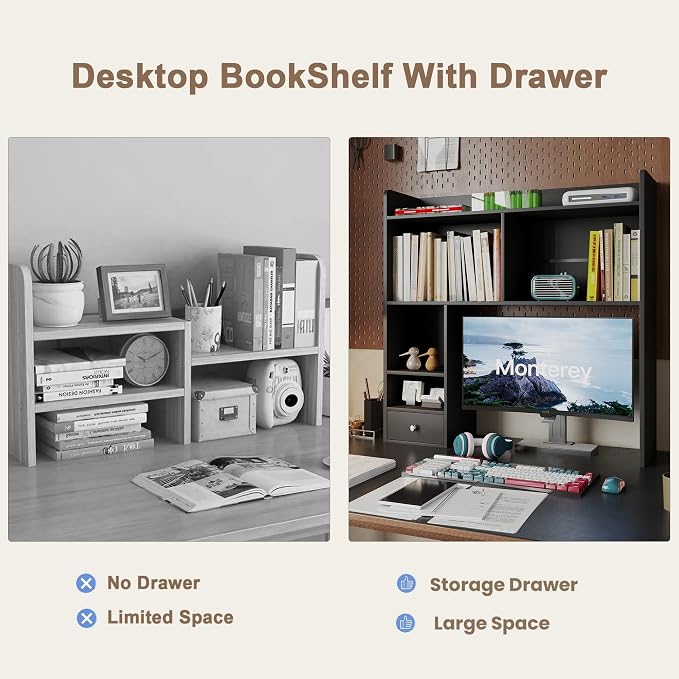 ChooChoo Desktop Bookshelf, 36.4" Tall Countertop Desk Hutch - Image 5