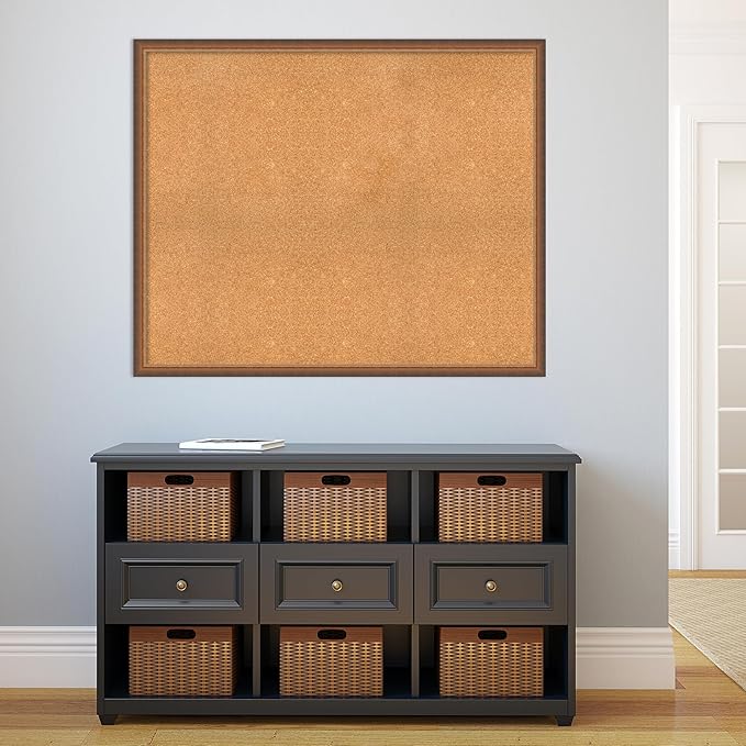 Amanti Art Natural Cork Board for Wall, 36x44 Vision Board with Bronze Frame, Oversize Corkboard Office Decor for Home Organization, Modern Corkboard Pinboard to Display Items for Home Organization-DeskLoop Office