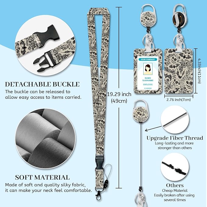 Hancynir Goth Bat Floral Lanyards - Image 4