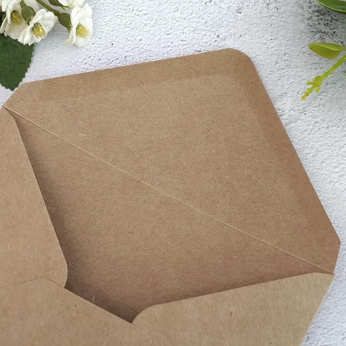 PONATIA 50 Pack A1 Envelopes, 3.62 x 5.2'' Brown Envelopes Perfect - Image 9