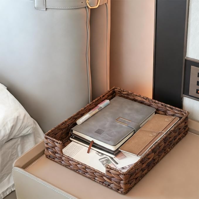 Set of 2 Water Hyacinth Letter Tray - Image 3