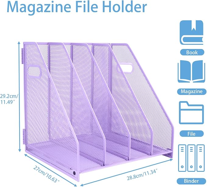 Desk Organizers, Metal Magazine File Holder - Image 2