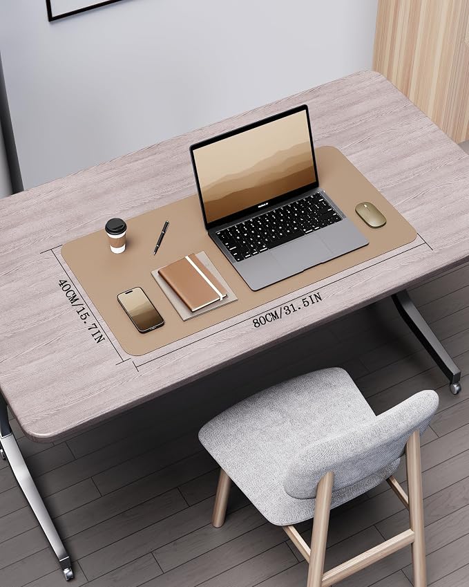 YSAGi Double-Sided Desk Pad, 31.5"x15.7"Leather Desk Mat, Eco Cork Desk Pad - Image 2