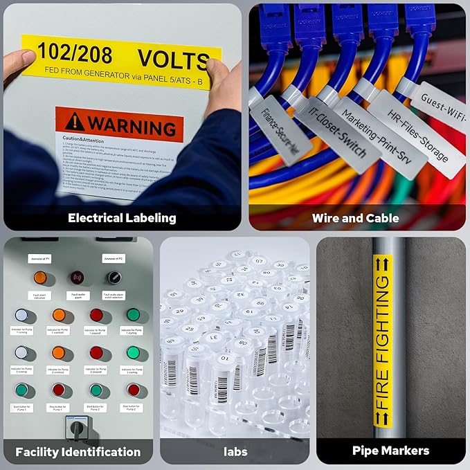 Makeid D50 Industrial Label Printer, Desktop Label Maker 2" Print Head, Mobile APP & PC Editor Compatible, 2600mAh Li-ion Battery, Come with 1.97" W x 26.24ft L Label Heavy-Duty Labeler for Job Sites-DeskLoop Office