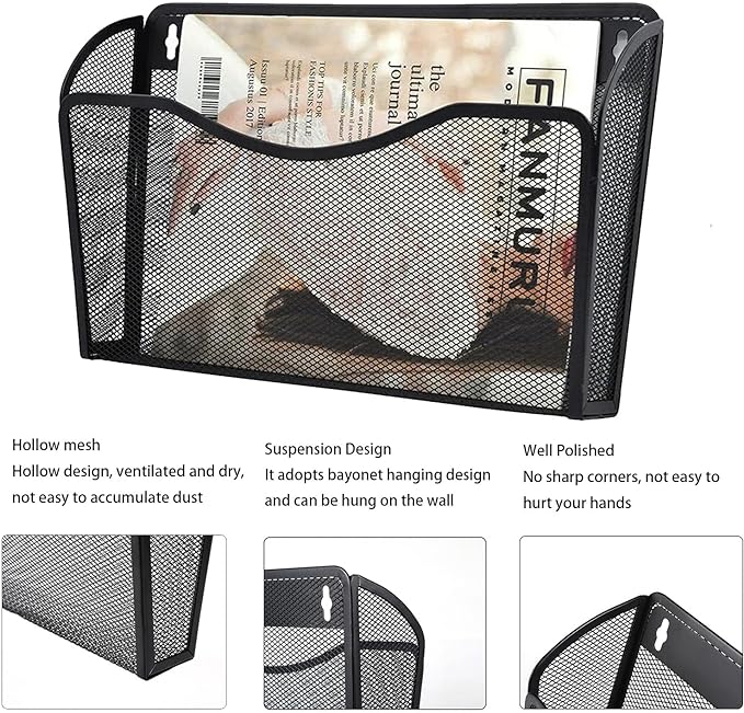 Gawerk 3 Pack Wall File Organizer, Mesh Hanging Metal Vertical Wall Mounted - Image 3