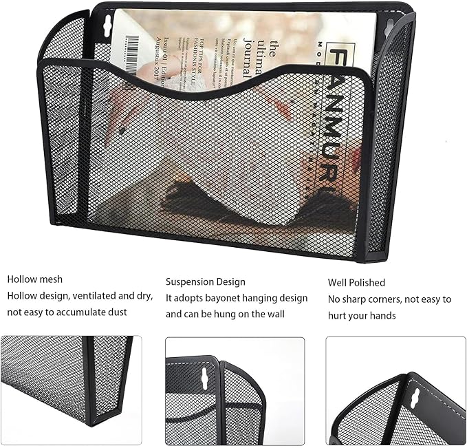 Gawerk 6 Pack Wall File Organizer, Mesh Hanging Metal Vertical Wall Mounted - Image 3