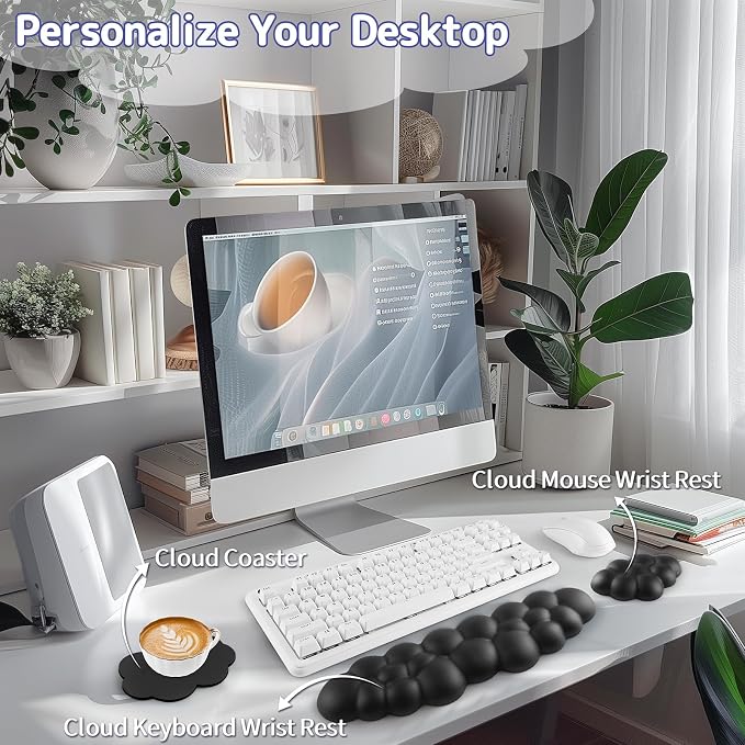 Sushret Cloud Wrist Rest Keyboard, Cloud Keyboard Wrist Pad Set - Image 2