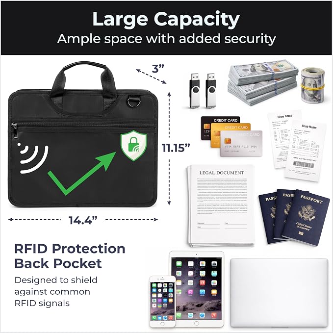 Accordion File Organizer Fireproof, Water-Resistant Document Bag-13 Pocket File - Image 7