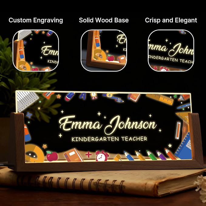 Custom Light Up Name Plate for Desk, Personalized LED Acrylic Name Sign - Image 3