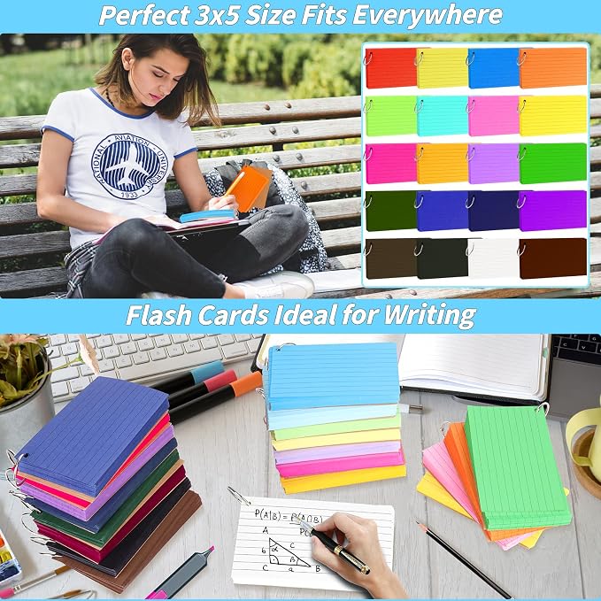 2000 PCS Colored Index Cards 3x5 In Flash Cards - Image 6