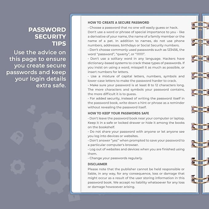 Clever Fox Password Book Spiral – Mini Internet Address & Password Organizer - Image 5
