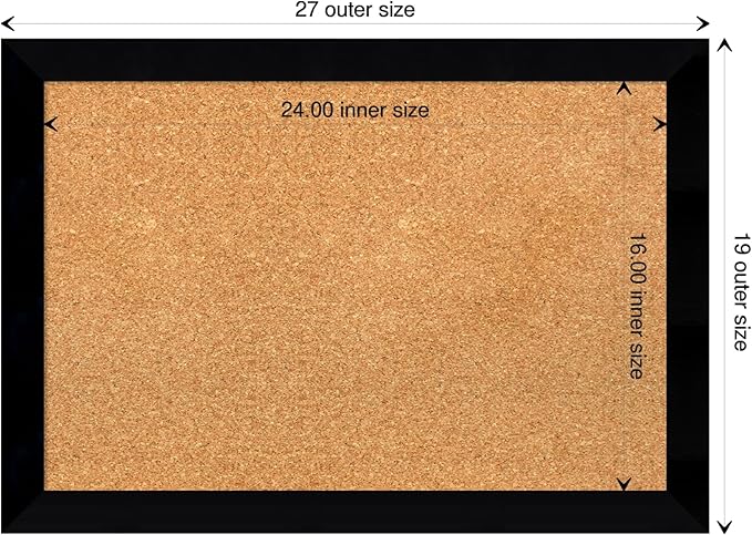 Amanti Art Natural Cork Board for Wall, 19x27 Vision Board with Black Wood Frame, Medium Corkboard Office Decor for Home Organization, Modern Contemporary Corkboard Pinboard to display items for home-DeskLoop Office