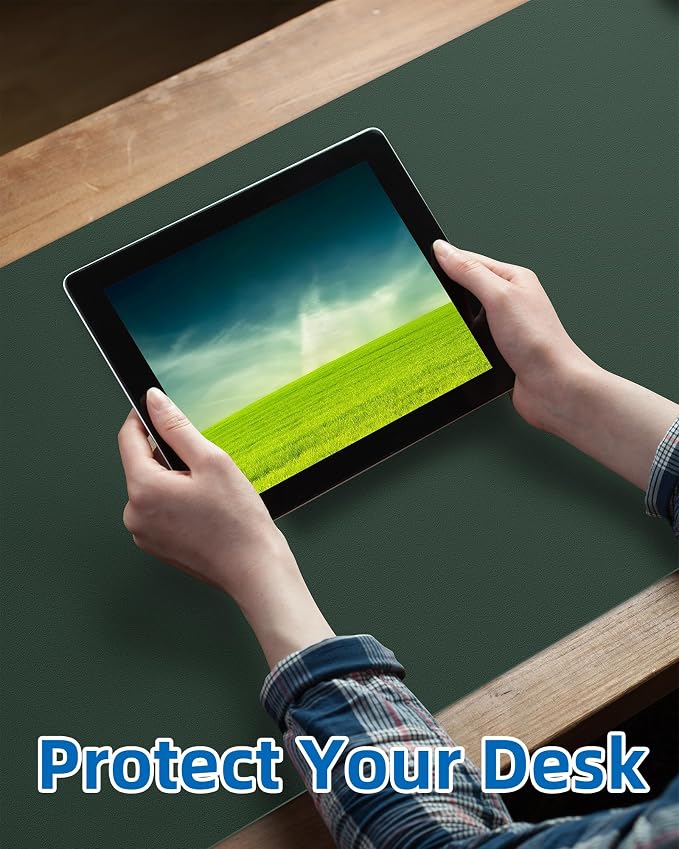Leather Desk Pad Blotter, Mouse Pad, Office Desk Mat, Non-Slip PU Leather Desk - Image 4