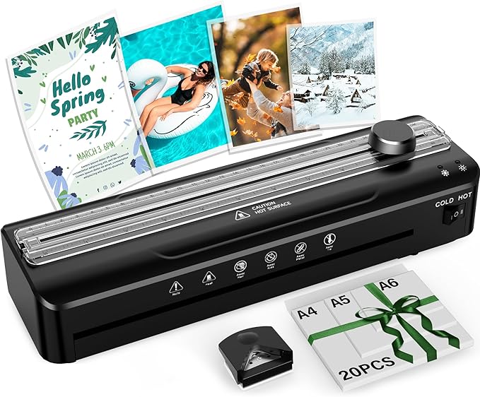 Laminator Machine 9 Inch Laminating Machine - A4 Cold Thermal Laminator Machine with Laminating Sheets, 8.5 x11 Personal Laminators for Teachers 90s Warm up, A4/A5/A6 Laminators for School Home-DeskLoop Office