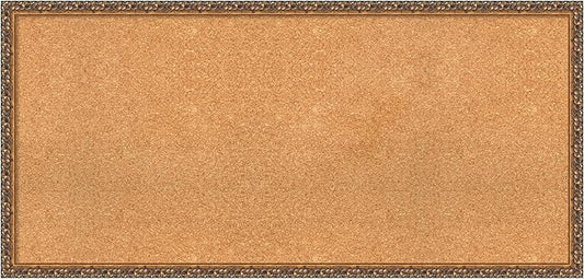 Amanti Art Natural Cork Board for Wall, 22x46 Vision Board with Bronze Frame, Oversize Corkboard Office Decor for Home Organization, Traditional Corkboard Pinboard to Display Items for Home-DeskLoop Office