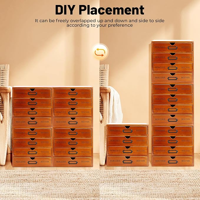 Vintage Drawer Wooden Drawers Organizer, 16-Drawer Desktop Organizer - Image 3