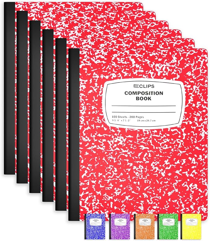 Composition Notebook Wide Ruled Composition Notebooks Bulk Red Marble Hard by E-CLIPSUSA