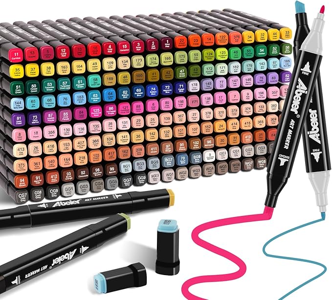 204 Alcohol Markers Set, Dual Tips Blender Art Markers for Drawing, Permanent Sketch Marker for Kids adult coloring, Alcohol Based, Adults Coloring and Artist Illustration.-DeskLoop Office