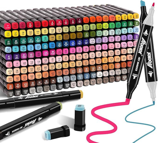 204 Alcohol Markers Set, Dual Tips Blender Art Markers for Drawing, Permanent Sketch Marker for Kids adult coloring, Alcohol Based, Adults Coloring and Artist Illustration.-DeskLoop Office
