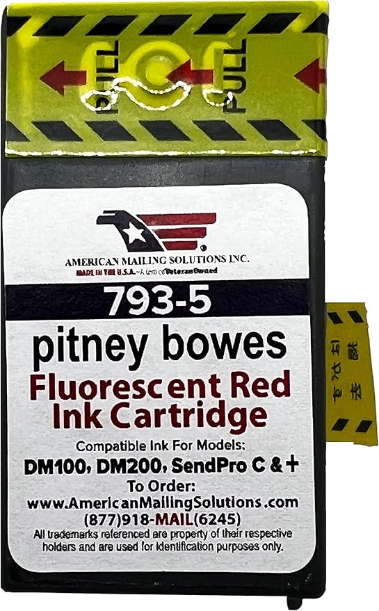 2-Pack | PB 793-5 Fluorescent Ink Cartridge Replacement for: SendPro 300, C200, C300, C400, C425 - DM Series P700, DM100, DM100i, DM125i, DM150i, DM175i, DM200L, DM225 Postage Meters-DeskLoop Office