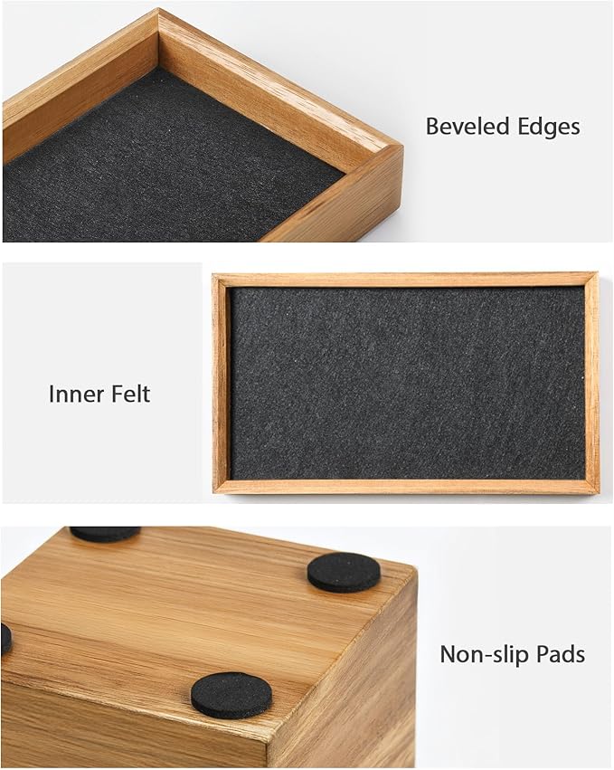 HULISEN Wooden Desk Organizer Tray with Pen Holder, Non-Slip Desk Tray and Pencil Holder Set with Felt Lined, Desktop Accessories for Home Office Workspace Organization-DeskLoop Office
