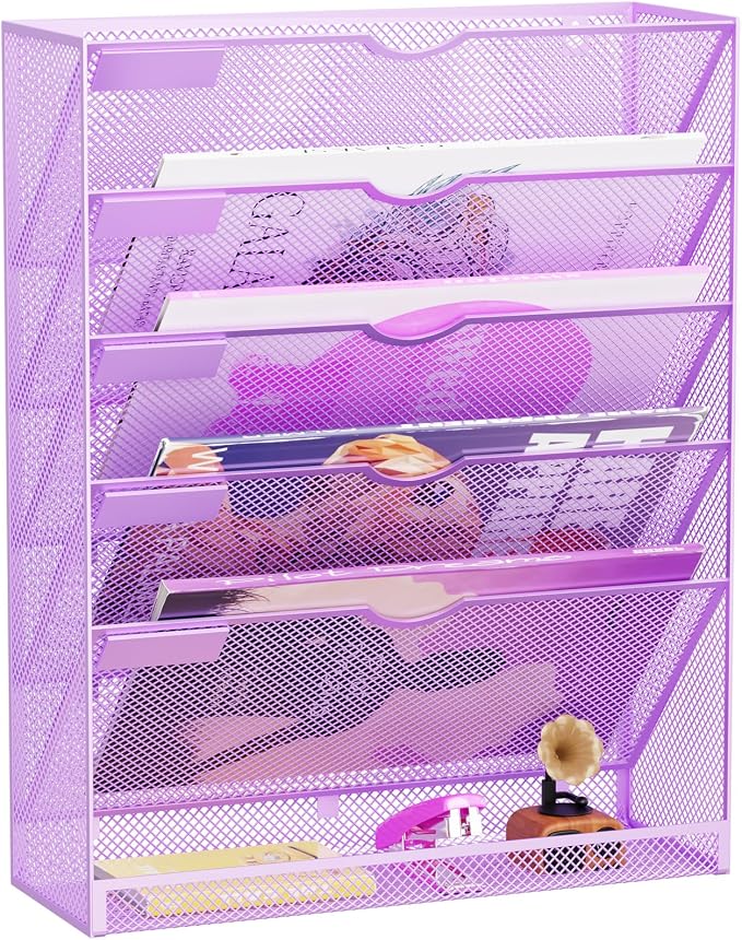 GDINDINFAN Hanging Wall File Organizer 6 Tier Wall Mounted Mail Paper Folder by GDINDINFAN