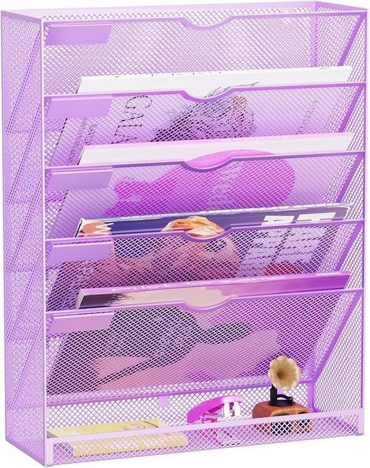 GDINDINFAN Hanging Wall File Organizer 6 Tier Wall Mounted Mail Paper Folder by GDINDINFAN