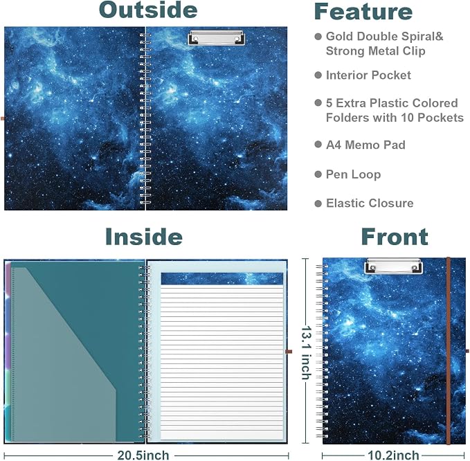 Hongri Clipboard Folio with Refillable Lined Notepad, 8.5 x 11 Folders with - Image 3