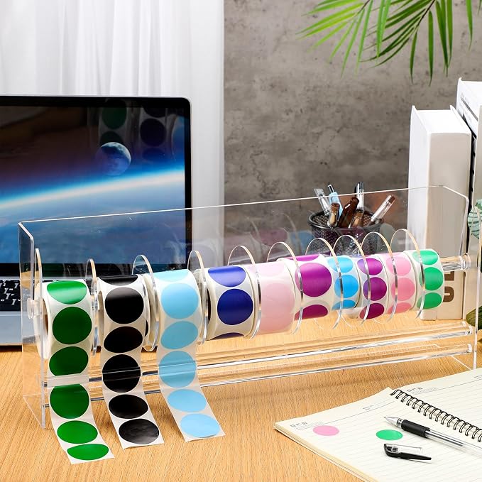 Qilery Adjustable Label Dispenser Acrylic Roll Sticker Dispenser Sticker Holder - Image 6