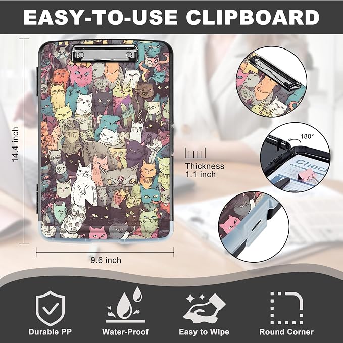 Clipboard with Storage, Storage Clipboard with Pen Holder, Heavy Duty Plastic - Image 2
