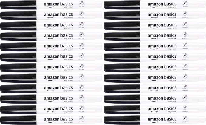 Amazon Basics Low Odor Ultra Fine Tip Dry Erase Whiteboard Markers by AmazonBasics