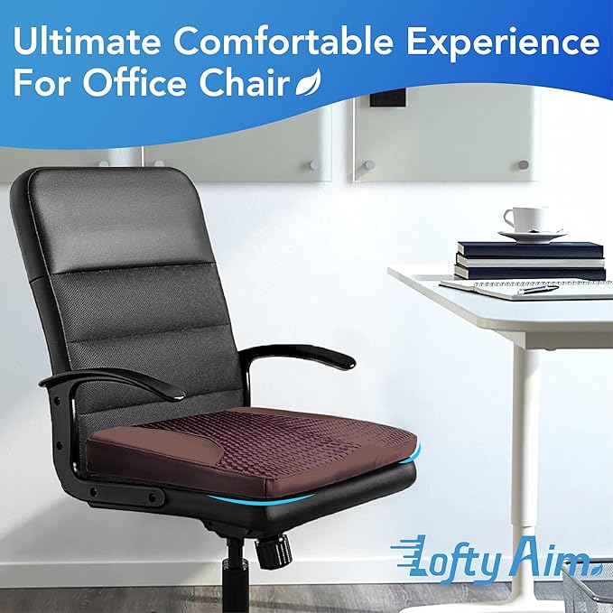 Car Seat Cushion, Comfortable Memory Foam Seat Pillow for Driving, Sciatica-Back Pain Relief, Cushion for Car-Truck, Office, Wheelchair - Brown-DeskLoop Office