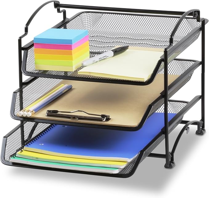 Simple Houseware 3-Tier Stackable and Sliding Desktop Document Letter Tray by SimpleHouseware