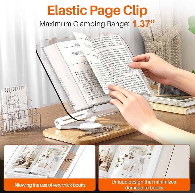 BYMECOST Acrylic Book Stand for Reading, 360°Rotating Book Holder - Image 8