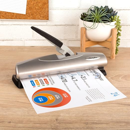 Swingline 3 Hole Punch, 20 Sheet Capacity Three Hole Puncher 3 Ring, Adjustable - Image 2
