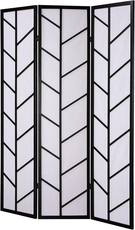 NicBex Room Divider 3 Panel Room Dividers with Heavy-Duty Rice Paper Partition Room Dividers and Folding Privacy Screens Wall Divider for Home, Office, Room Separation,51" W x 2" D x 71" H, Black-DeskLoop Office