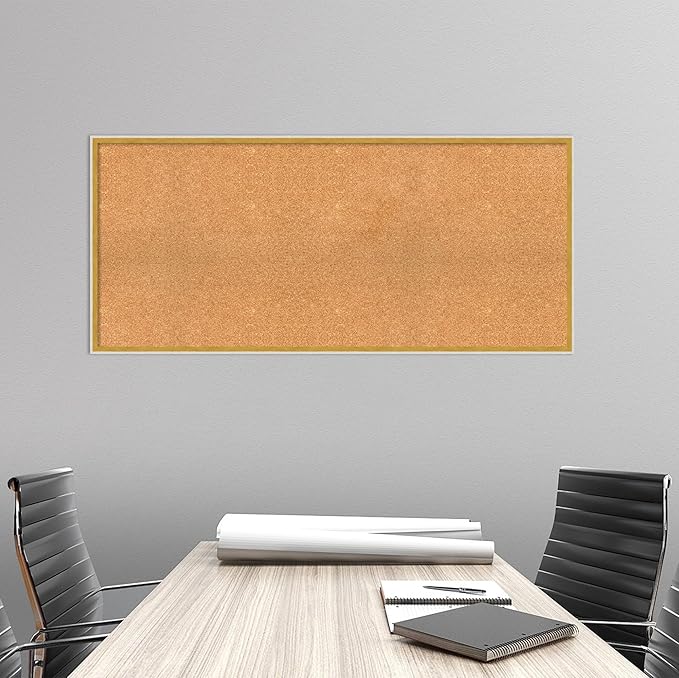 Amanti Art Natural Cork Board for Wall, 23x51 Vision Board with White Frame, Oversize Corkboard Office Decor for Home Organization, Modern Corkboard Pinboard to Display Items for Home Organization in-DeskLoop Office
